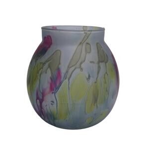 Israel Originals Nouveau Art Glass Vase Hand-painted By Reuven